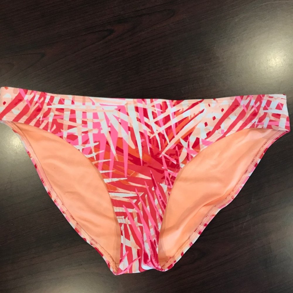 Aerie Palm Print Pink Red Bikini Bottoms